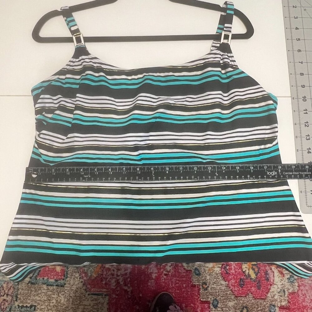 CAPTIVA‎ by CHRISTINA Turquoise Stripe Resort Tankini Top (Size 2X) - Picture 10 of 11